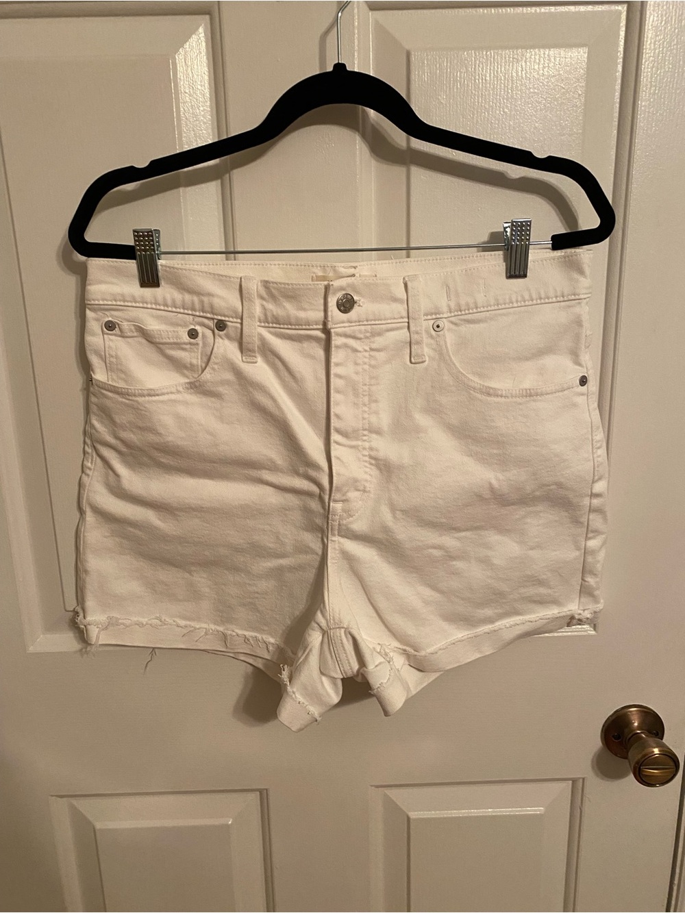 Madewell White High-Rise Denim Cutoff Shorts
